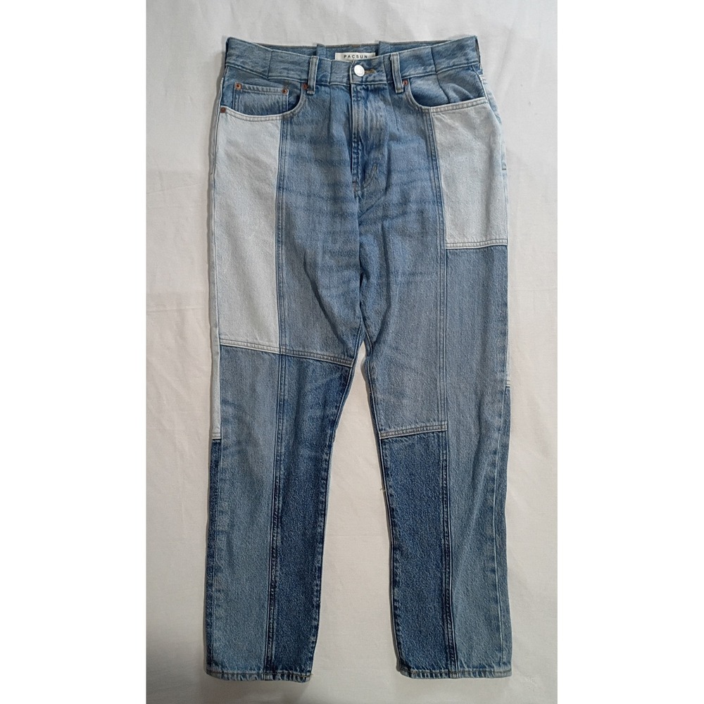 PacSun Slim Taper Patchwork Colorblock Jeans Mens 36x32 Blue Denim Streetwear